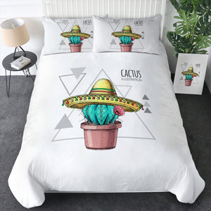 Tiny Cartoon Cactus Triangle Illustration SWBJ4325 Bedding Set