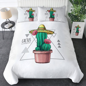 Tiny Cartoon Cactus Flower Triangle Illustration  SWBJ4326 Bedding Set