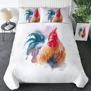 Rooster White Theme Watercolor Painting SWBJ4399 Bedding Set