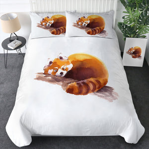 Lazy Orange Racoon Watercolor Painting SWBJ4411 Bedding Set