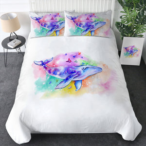 Galaxy Whale Colorful Background Watercolor Painting SWBJ4413 Bedding Set