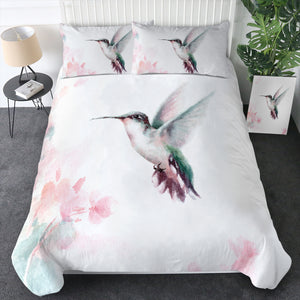 Flying Green Sunbird Watercolor Painting SWBJ4415 Bedding Set