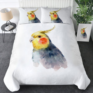 Yellow & Black Parrot White Theme Watercolor Painting SWBJ4417 Bedding Set