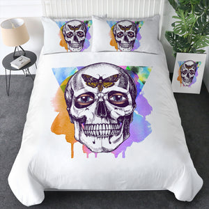 Butterfly Skull Sketch Colorful Watercolor Background SWBJ4432 Bedding Set