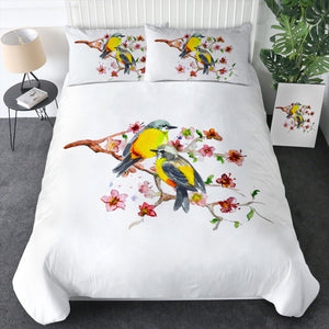 Yellow Sunbirds On Blossom Branchs  SWBJ4439 Bedding Set