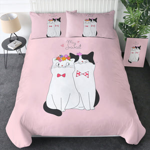 Cute My Sweet Loving Cats Pink Theme SWBJ4507 Bedding Set