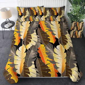 Summer Earth Tone Orange Brown Monstera Leaves  SWBJ4517 Bedding Set