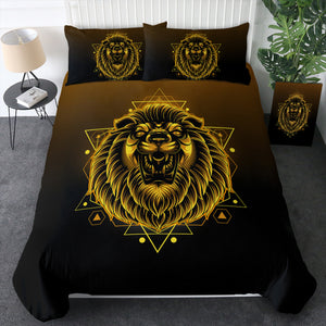 Modern Golden Lion Zodiac Black Theme SWBJ4529 Bedding Set