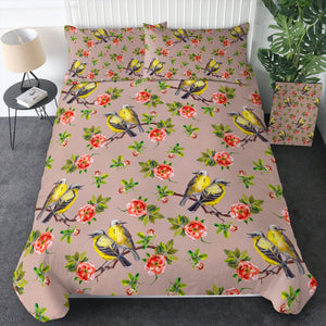 Couple Sunbird and Pink Flowers  SWBJ4533 Bedding Set