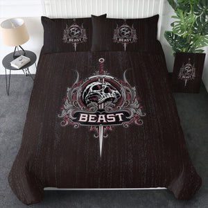 Skull Knife Beast Metal Logo Black Theme SWBJ4540 Bedding Set
