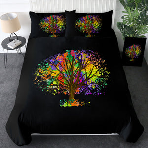 Multicolor Big Tree Black Theme SWBJ4577 Bedding Set