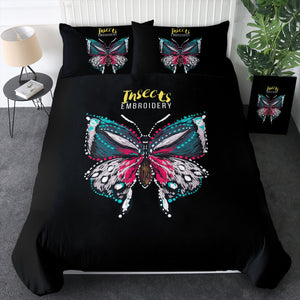 Colorful Butterfly Embroidery Effect  SWBJ4583 Bedding Set