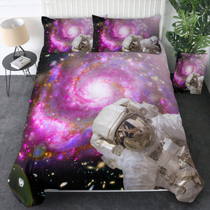 Pink Purple Galaxy Astronaut Theme SWBJ4591 Bedding Set