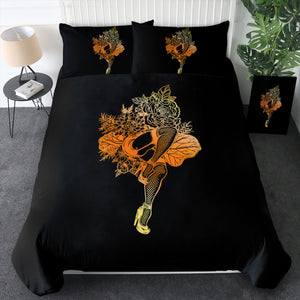 Gradient Yellow & Orange Lady In The Flowers SWBJ4602 Bedding Set