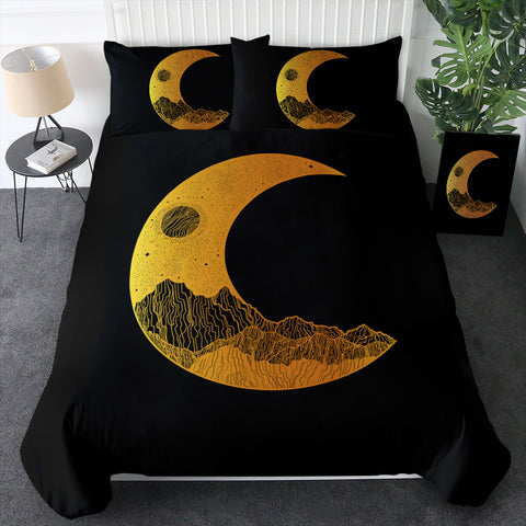 Image of Golden Half Moon Landscape Illustration SWBJ4637 Bedding Set