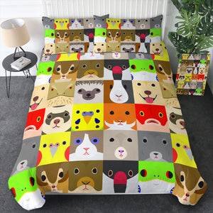 Products Cute Cartoon Animals Checkerboard SWBJ4638 Bedding Set