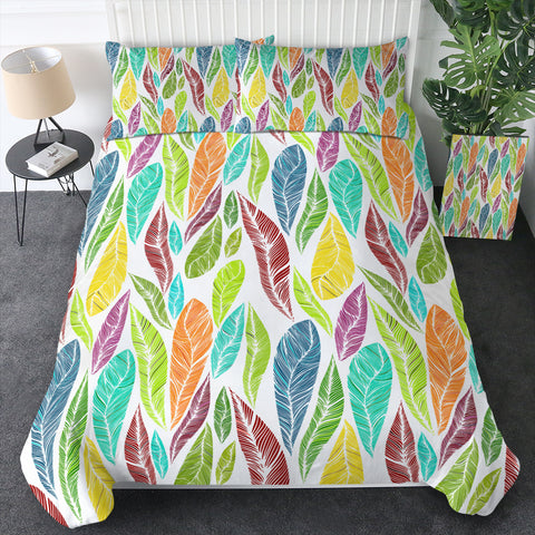 Image of Multi Colorful Feather SWBJ4640 Bedding Set