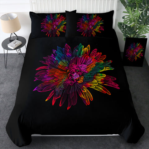 Image of Big Colorful Flower Black Theme  SWBJ4641 Bedding Set