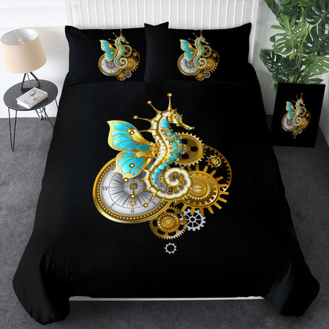 Image of Golden Hippocampus Robot  SWBJ4642 Bedding Set