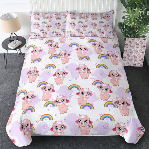 Image of Cute Alapaca Rainbow Monogram SWBJ4647 Bedding Set