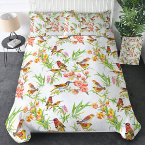 Brown Sunbirds & Pink Flowers SWBJ4731 Bedding Set