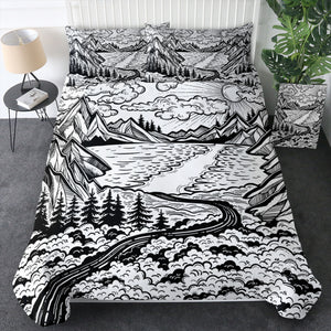 B&W Old School Vital Landscape Sketch  SWBJ4738 Bedding Set