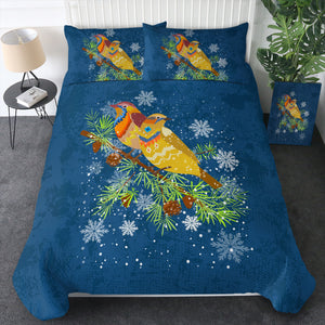 Colorful Geometric Sunbirds In Snow Navy Theme SWBJ4745 Bedding Set