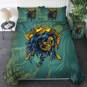 Old School Gold Buffalo Skull Warrior  SWBJ4749 Bedding Set