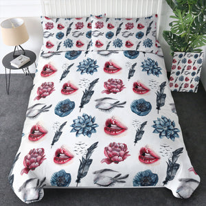 Flower, Feather, Lips Monogram SWBJ4754 Bedding Set