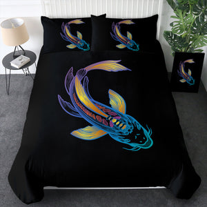 Golden Gradient Blue Purple Fish Koi  SWBJ4755 Bedding Set