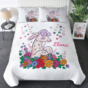 Cute Llama In Colorful Flower Garden SWBJ5163 Bedding Set