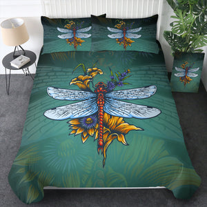 Old School Color Floral Dragonfly SWBJ5174 Bedding Set