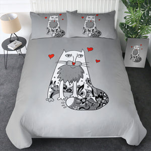 Love Old Cat Grey Theme SWBJ5177 Bedding Set