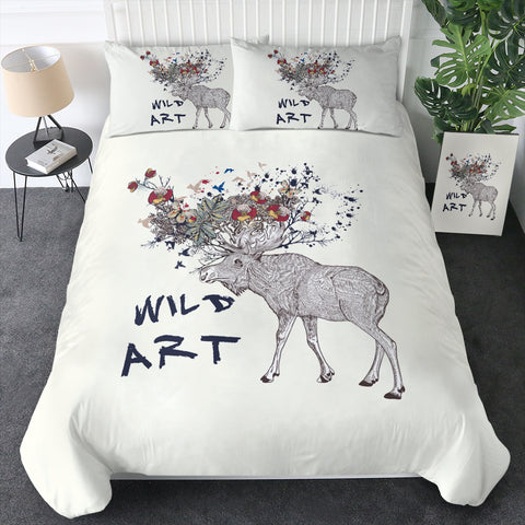 Floral Deer Sketch Wild Art  SWBJ5192 Bedding Set