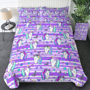 Multi Unicorn Pink Stripes SWBJ5196 Bedding Set