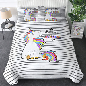 Little Colorful Unicorn Stripes  SWBJ5202 Bedding Set