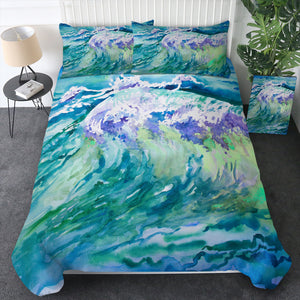 Watercolor Blue Waves Japanese Art  SWB5246 Bedding Set