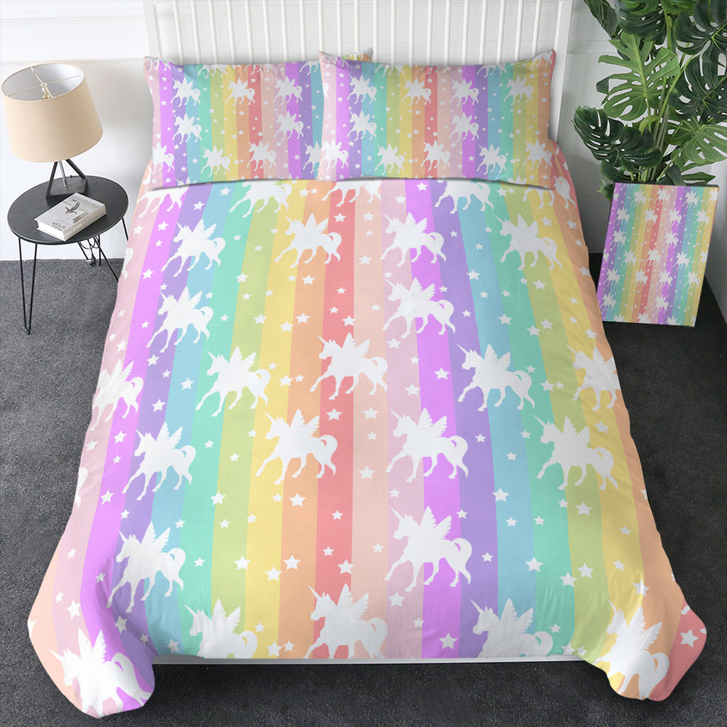 Unicorns Pastel Stripes SWBJ5462  Bedding Set