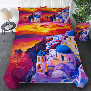 Beautiful Sunset Watercolor Italia Landscape View SWBJ5475 Bedding Set