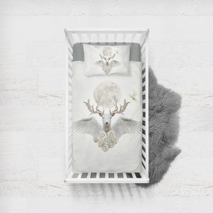 Flower With Deer SWCC3315 Crib Bedding, Crib Fitted Sheet, Crib Blanket