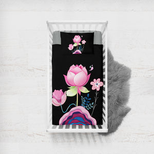 Lotus Flowers Illustration SWCC3661 Crib Bedding, Crib Fitted Sheet, Crib Blanket