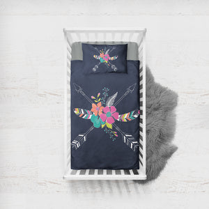 Floral Arrows & Feather SWCC3668 Crib Bedding, Crib Fitted Sheet, Crib Blanket