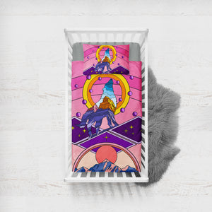 Universe Wolf - Mountain Illustration SWCC3703 Crib Bedding, Crib Fitted Sheet, Crib Blanket