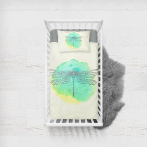 Light Green Spray and Butterfly Line Sketch  SWCC3753 Crib Bedding, Crib Fitted Sheet, Crib Blanket