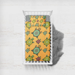 Colorful Mandala Turtles Monogram  SWCC3764 Crib Bedding, Crib Fitted Sheet, Crib Blanket