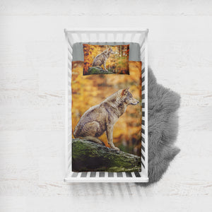 Real Wolf in Forest SWCC3807 Crib Bedding, Crib Fitted Sheet, Crib Blanket