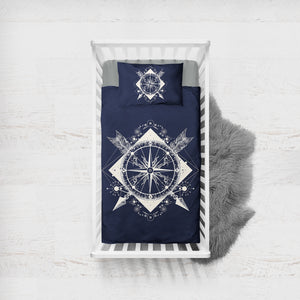 Vintage Compass and Arrows Sketch Navy Theme SWCC3929 Crib Bedding, Crib Fitted Sheet, Crib Blanket