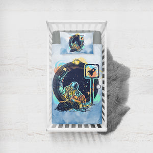 Outer sspace Astronaut - Watercolor Pastel Theme SWCC3934 Crib Bedding, Crib Fitted Sheet, Crib Blanket