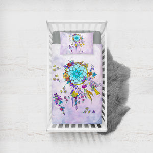 Multicolor Floral Dream Catcher Purple SWCC3942 Crib Bedding, Crib Fitted Sheet, Crib Blanket