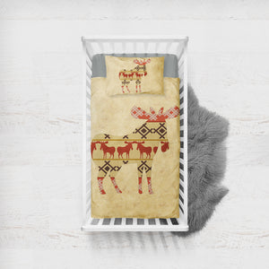 Reindeer Aztec Pattern SWYL4099 Crib Bedding, Crib Fitted Sheet, Crib Blanket